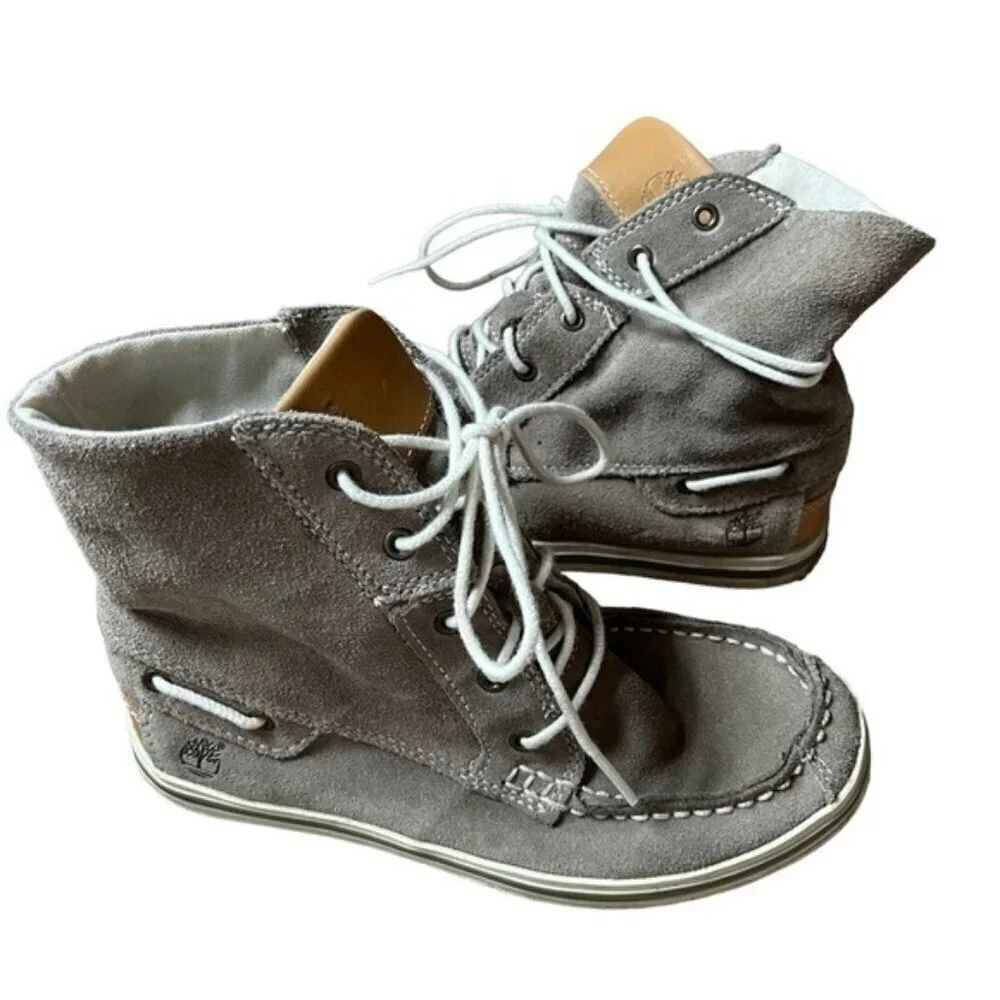 Timberland Boys Earthkeepers Gray Suede Boots Shoes size 1 School Fall